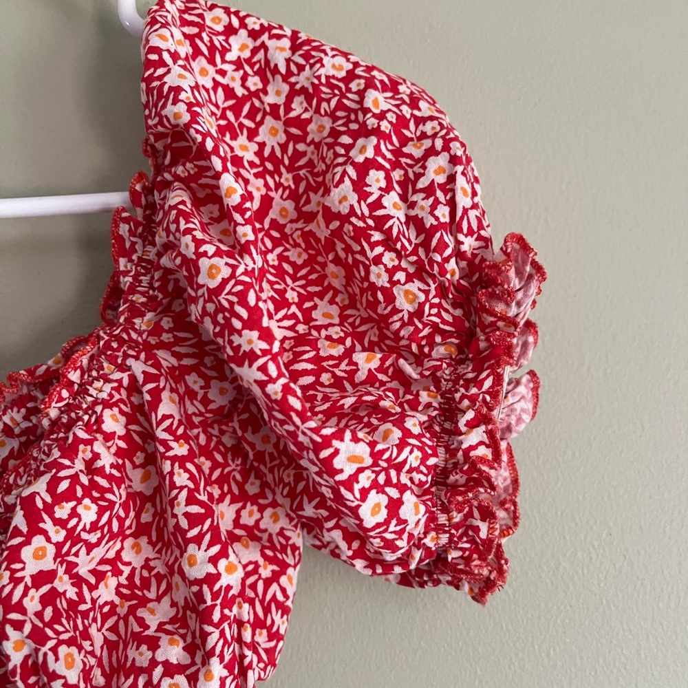Princess Polly Red Floral Crop Top - Picture 4 of 5